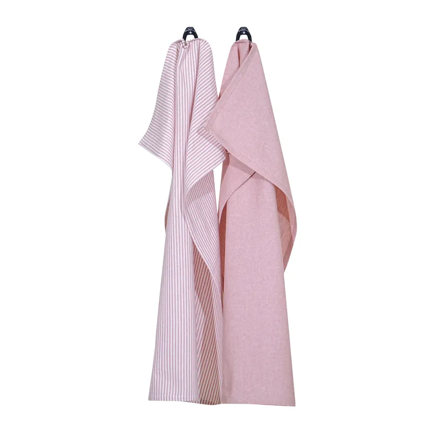 Kökshandduk 2-pack Bosse 50x70 ljusrosa/vit
