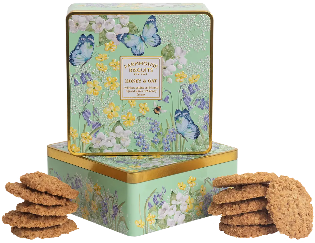 English Garden Honey & Oat biscuits i plåtask 250g