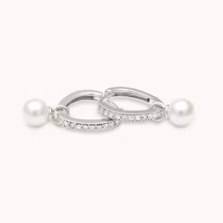 Petite Kennedy hoops earrings ivory pearl silver