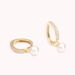 Petite Kennedy hoops earrings ivory pearl gold