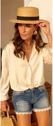 Sessan jeansshorts m spets