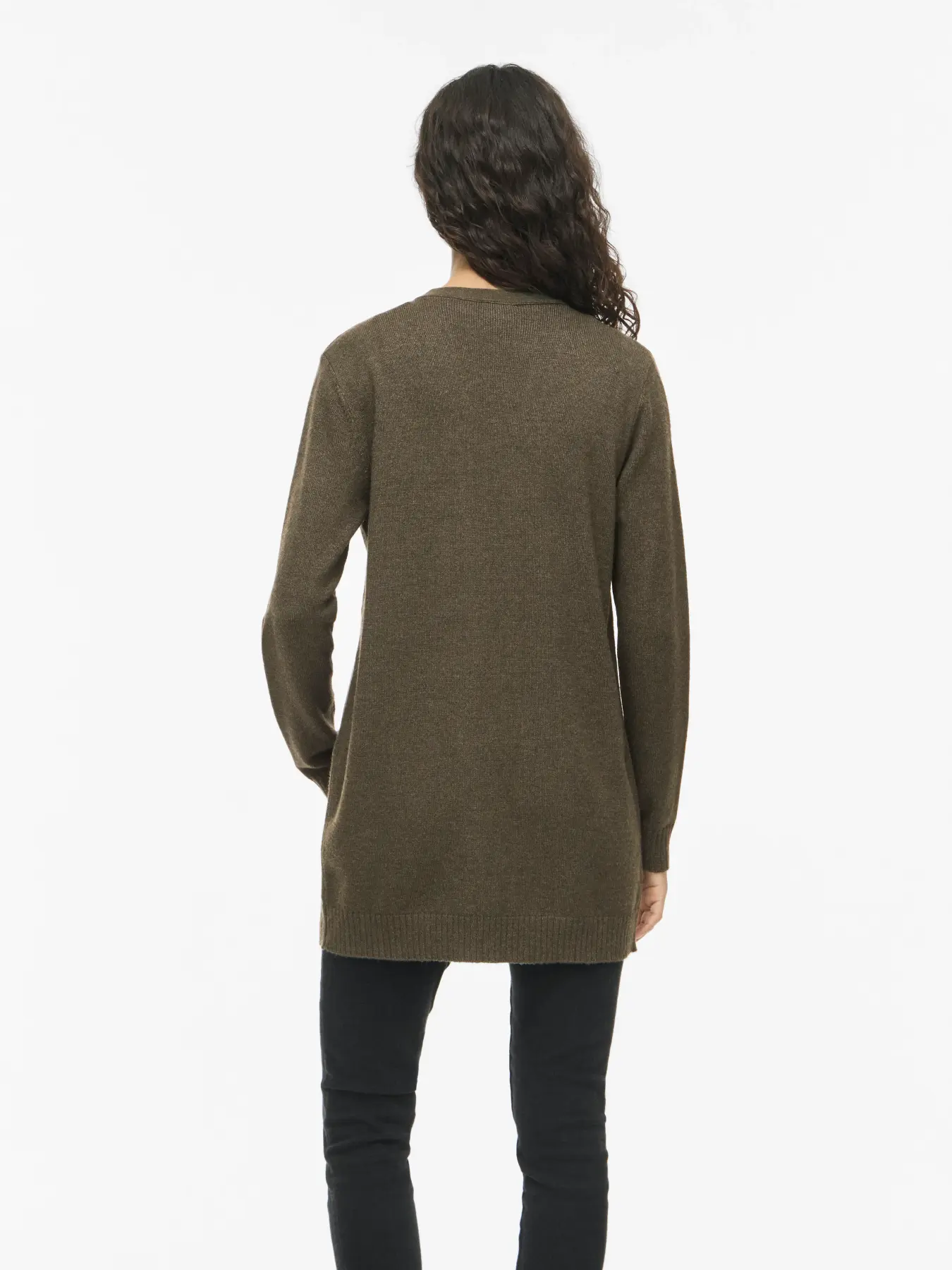 Viril lång cardigan mossgrön