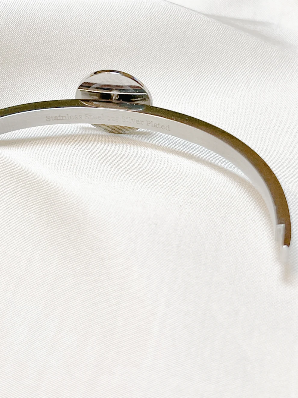Silver Cuff Bracelet - Button Base