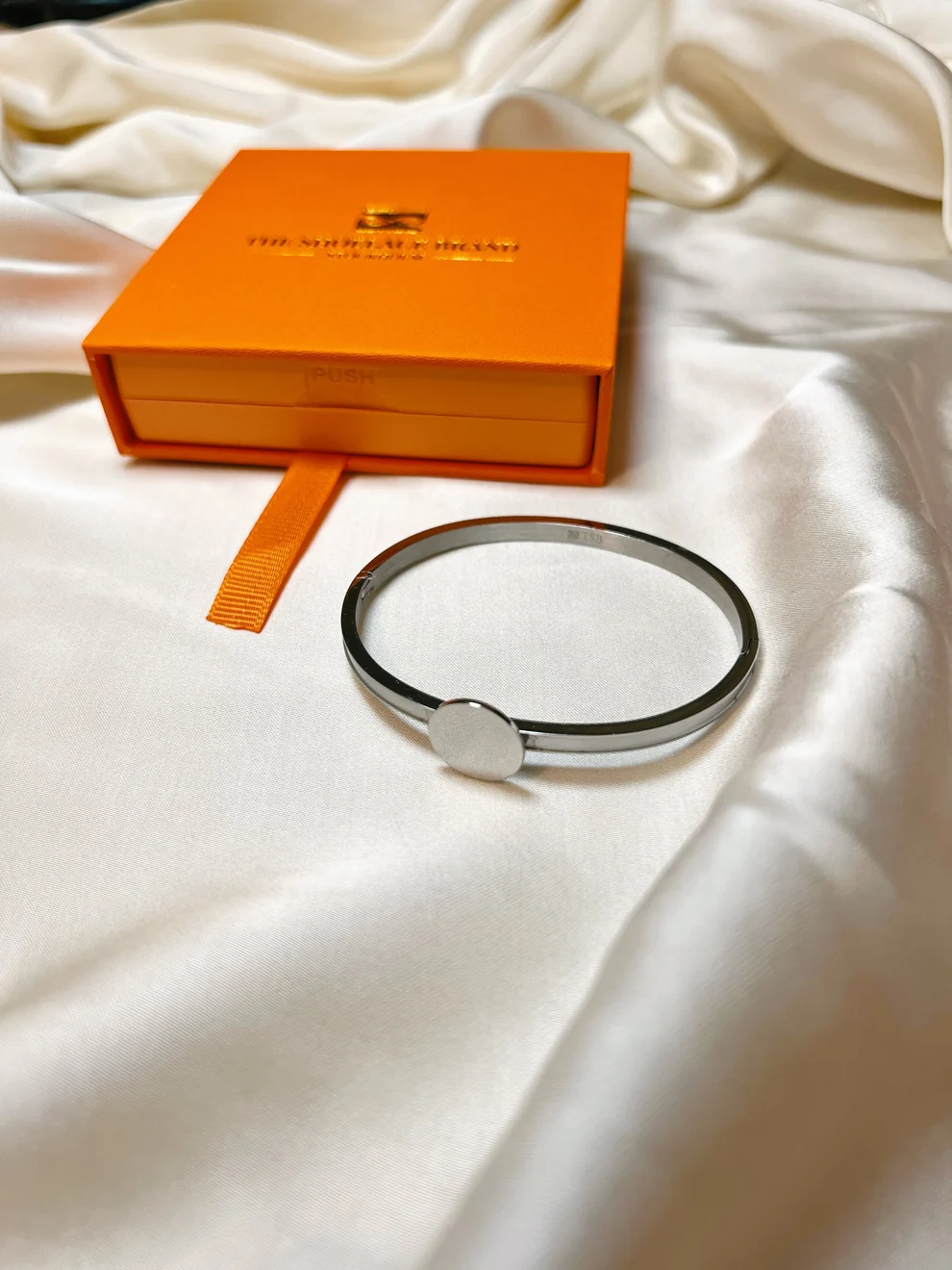 Silver Cuff Bracelet - Button Base