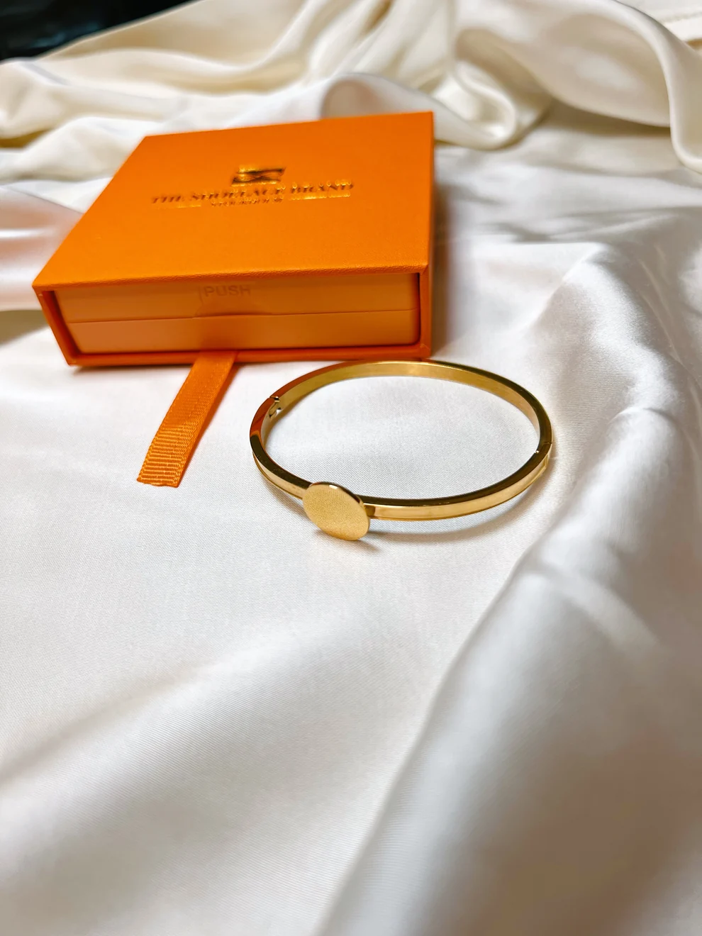 Gold Cuff Bracelet - Button Base