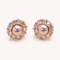 Miss Sofia earrings – Pink topaz pearl