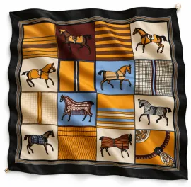 Stor sjal med magnetspänne Horse print