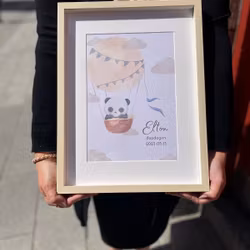 Namntavla - Panda i luftballong