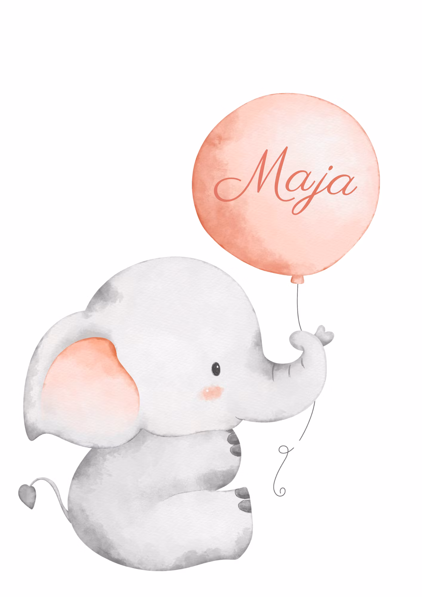 Namntavla - Elefant med ballong