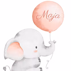 Namntavla - Elefant med ballong