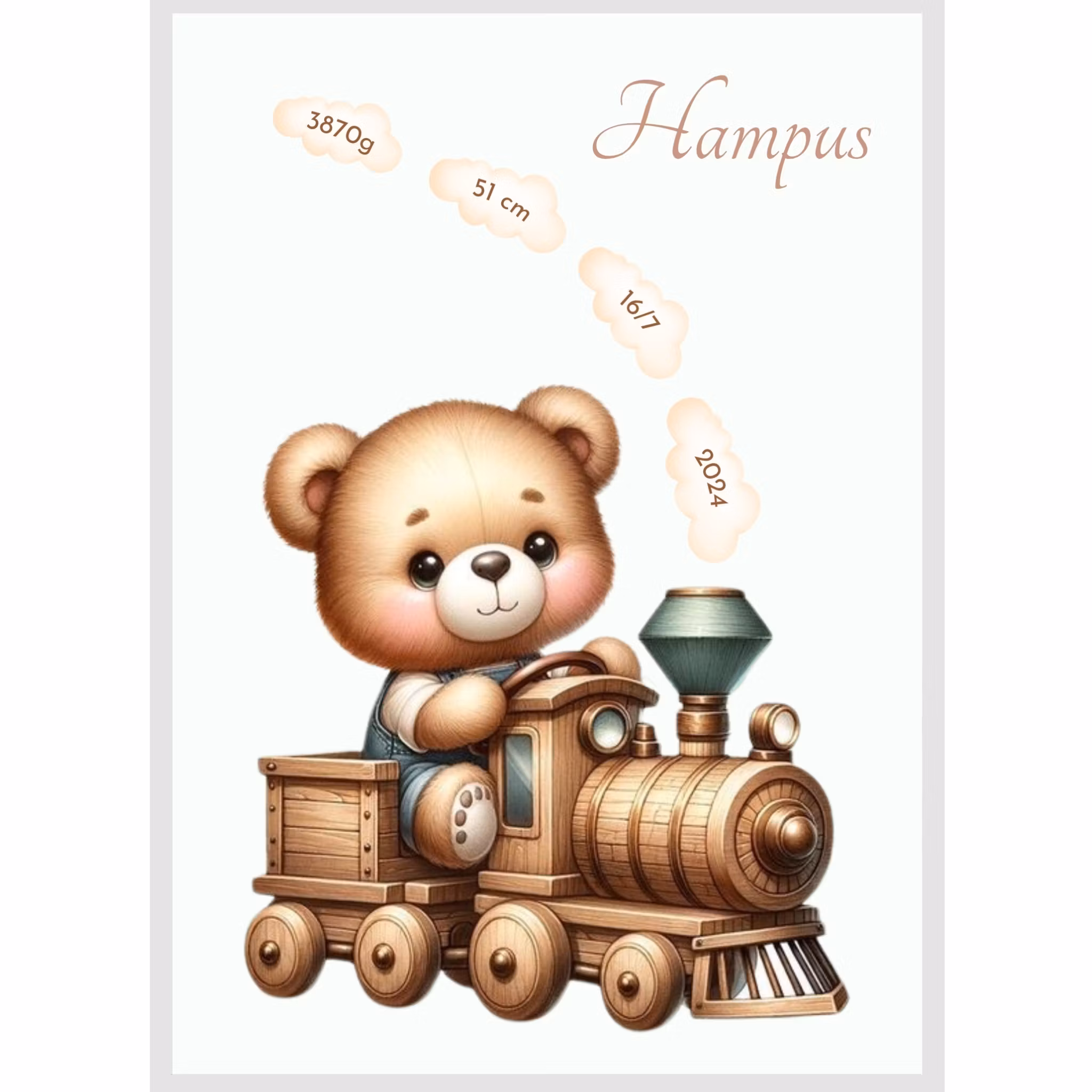 Namntavla - Nalle på tåg