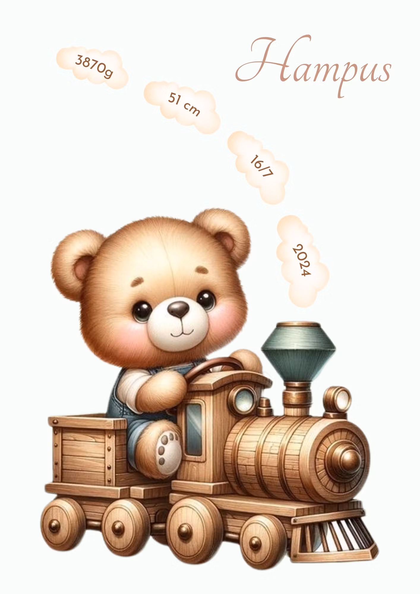 Namntavla - Nalle på tåg