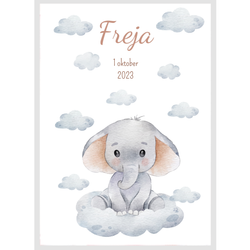 Namntavla - Elefant på moln