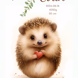 Namntavla - Igelkott med hjärta