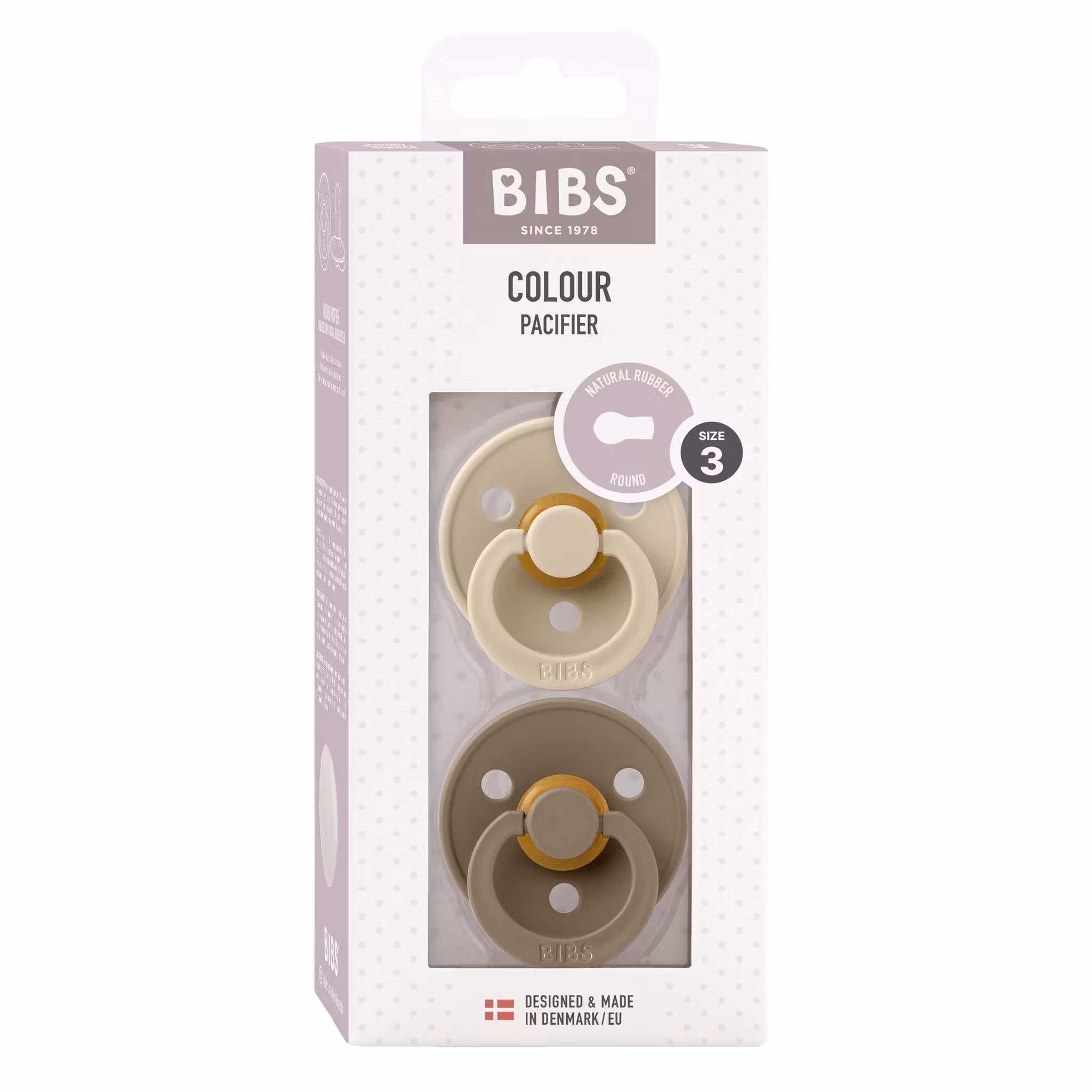 BIBS Colour napp 2pack - Vanilla/Dark Oak latex storlek 3