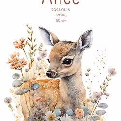 Namntavla - Bambi med blommor