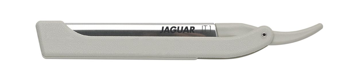 grå och silvrig frisörkniv jaguar JT1