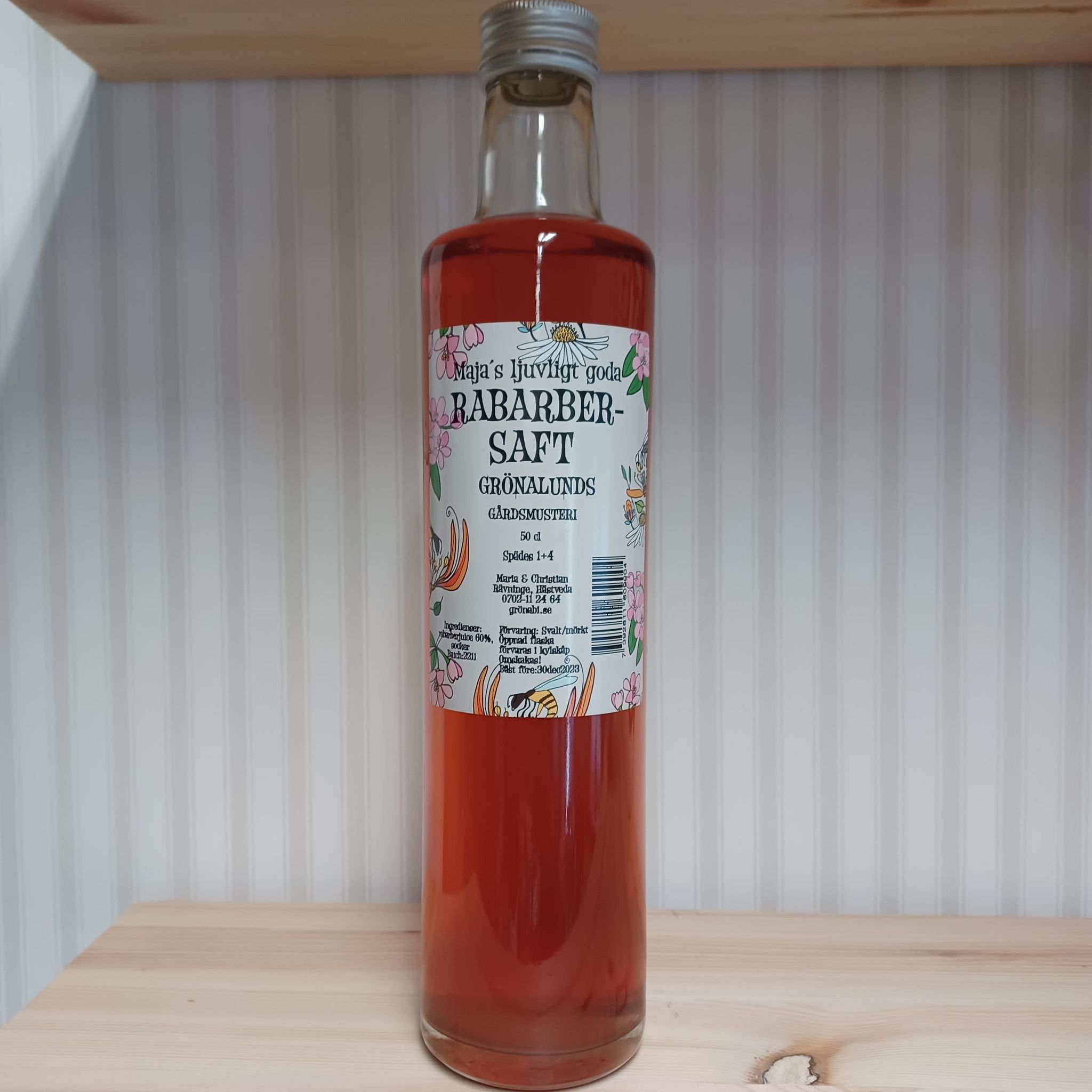 Rabarbersaft 500ml, Grönalunds Gårdsmusteri, KORT DATUM