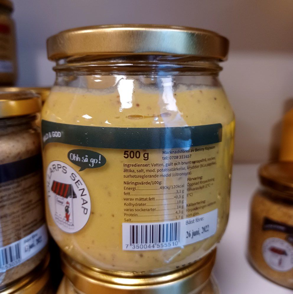 Senap Mild & God, 500g, Tollarps Senap KORT DATUM