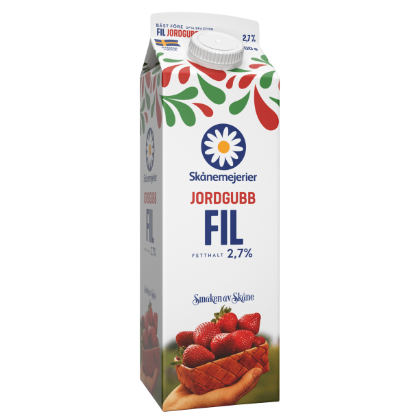 KD Jordgubbsfil 2,7% 1 L, Skånemejerier