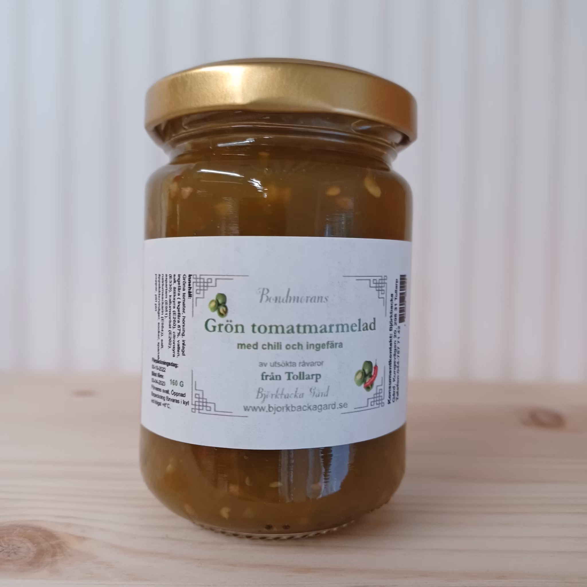 Grön tomatmarmelad med chili och ingefära, 160g, Bondmorans