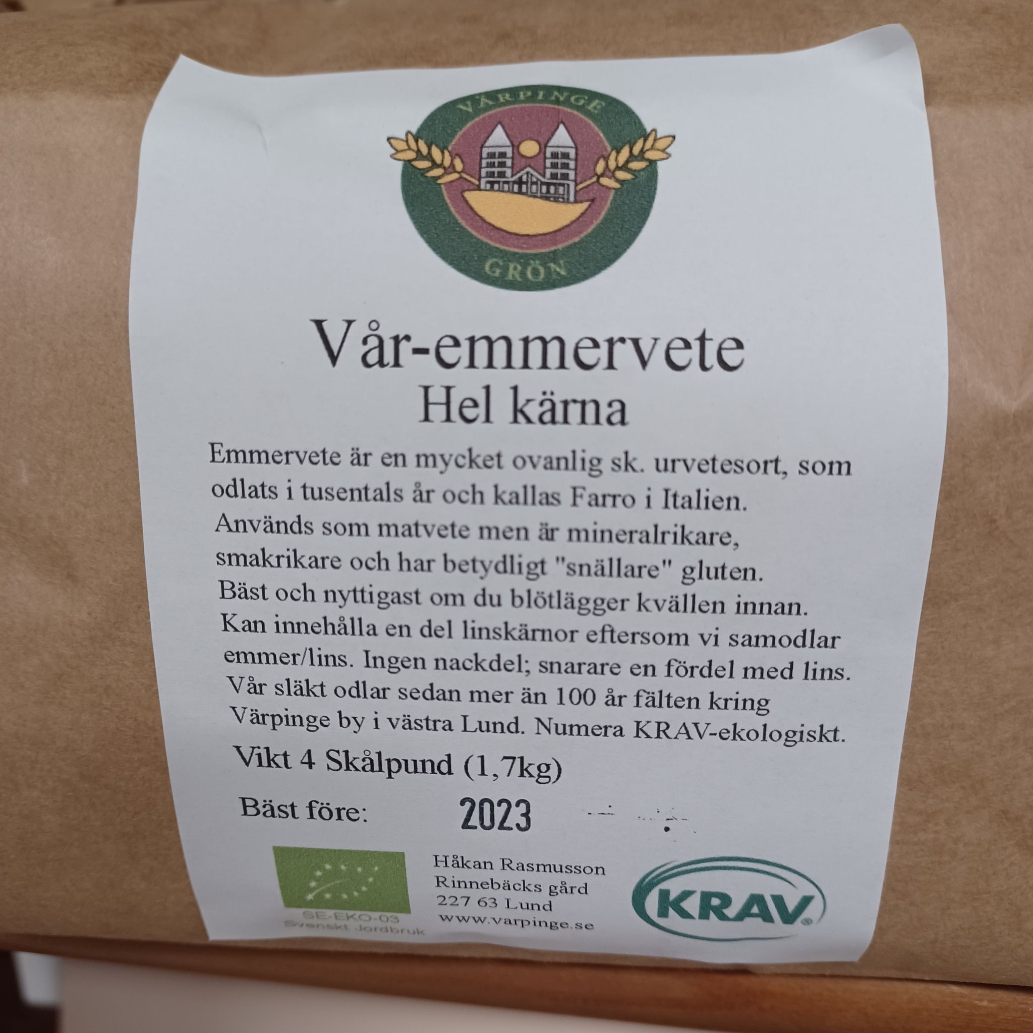 Vår-Emmervete, Hel Kärna KRAV 1,7 kg, Värpinge Grön