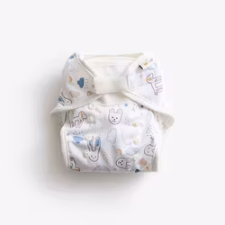 Allt-i-två blöjbyxa, one size - Vit Teddy, Vimse