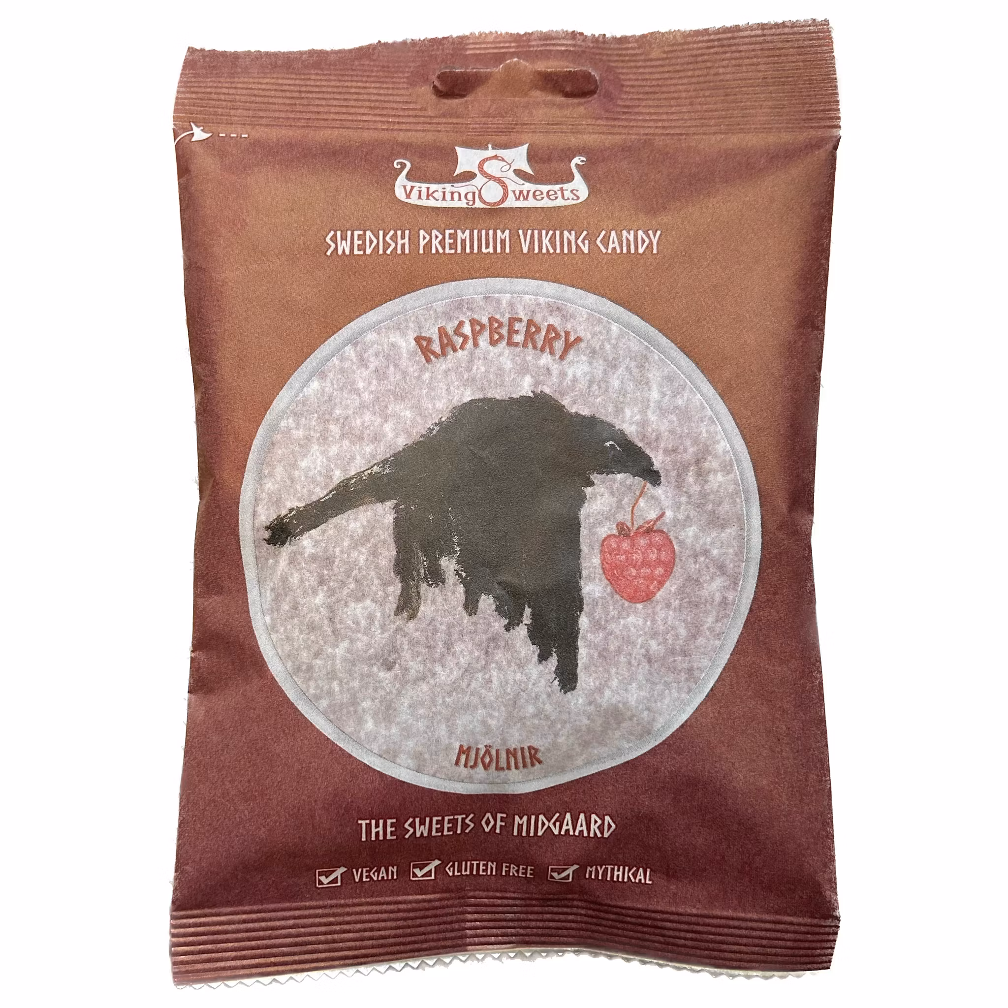 Raspberry Mjölnir vingummi Hallon, Viking Sweets