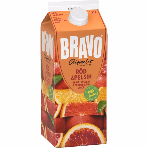 Bravo Röd apelsin juice 2 L, Skånemejerier