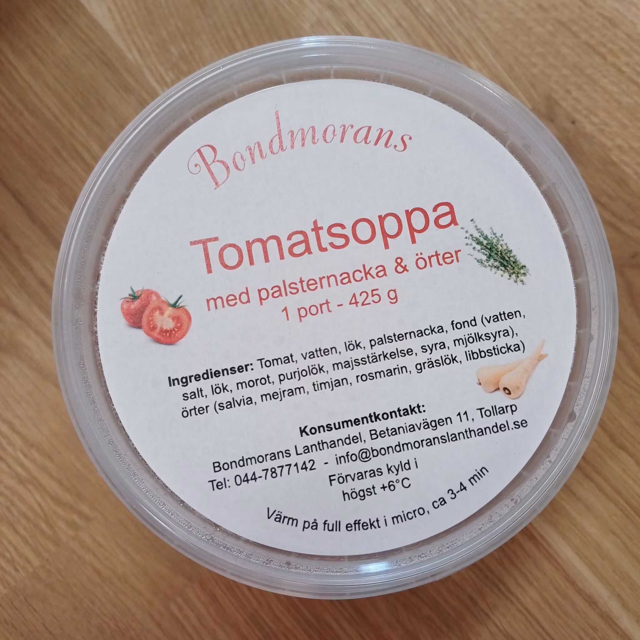 Tomatsoppa med palsternacka & örter 425g, Bondmorans