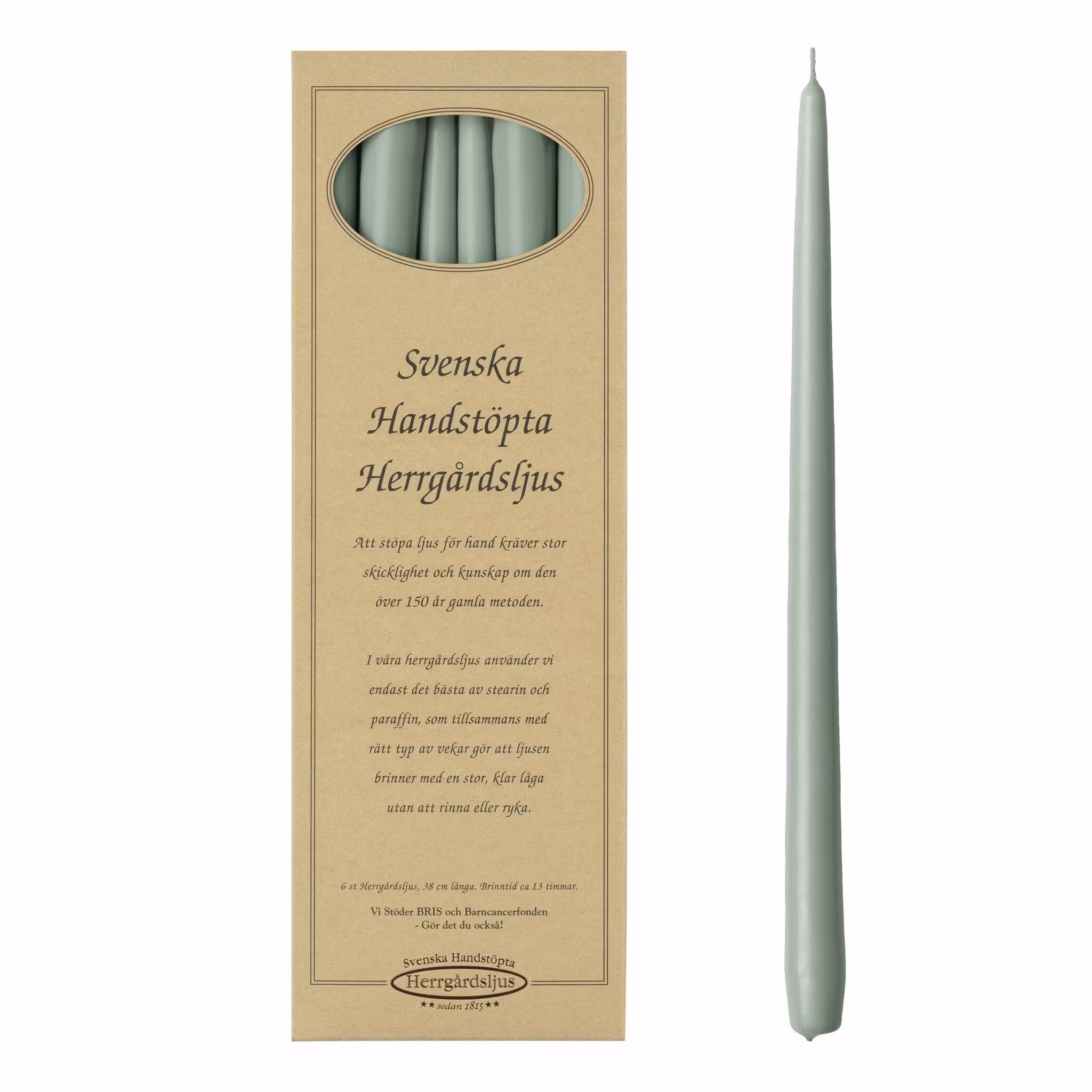 Herrgårdsljus Eucalyptus 38 cm, handstöpta