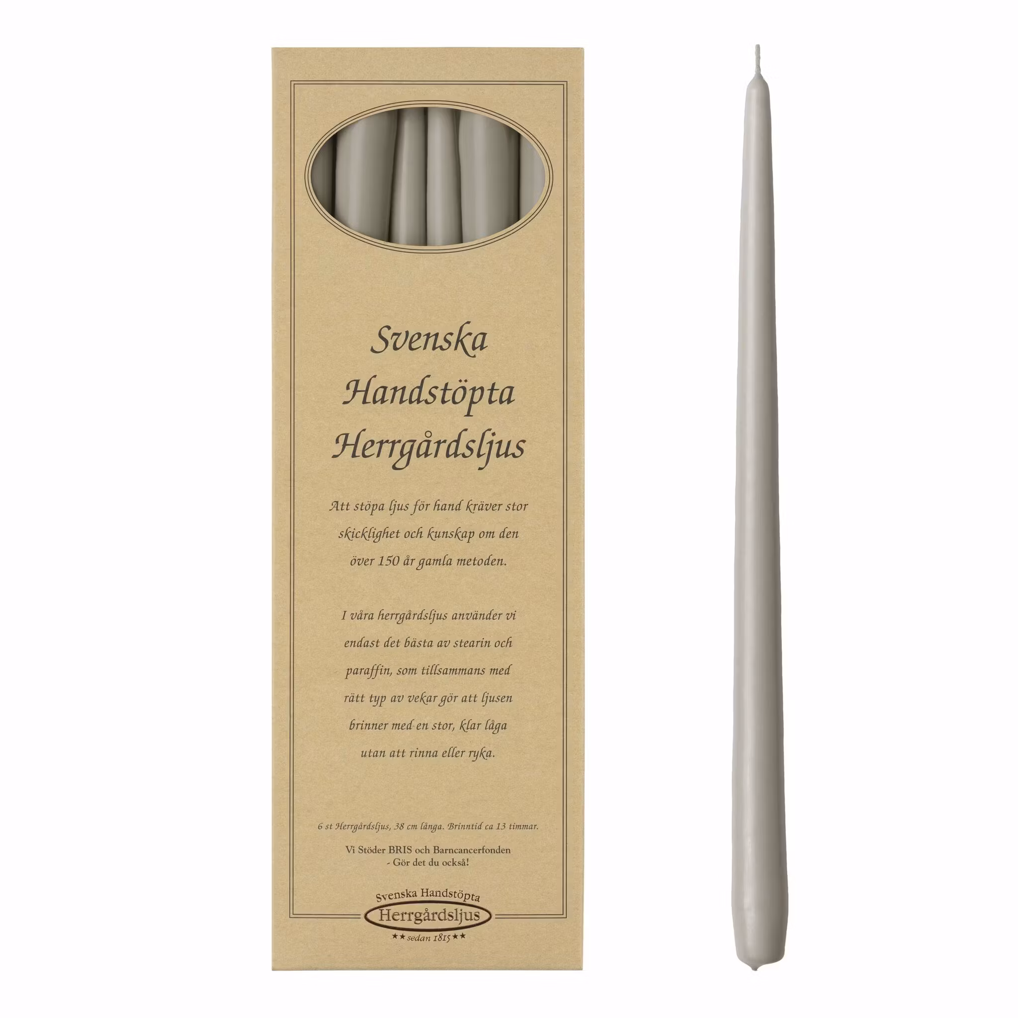 Herrgårdsljus Lin 38 cm, handstöpta