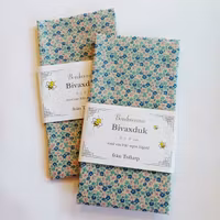 Bivaxduk 30x30 cm, Vit, rosablå små blommor, Bondmorans