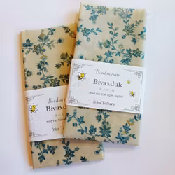 Bivaxduk 30x30 cm, Creme m blå blommor, Bondmorans