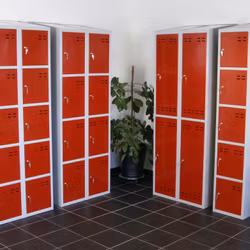 Förvaringsskåp, röd/grå 5-fack