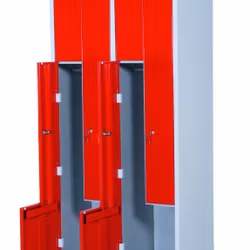 Klädskåp, röd/grå 4 d/Z-modell