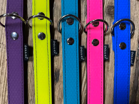 Halsband med fast ring i olika färger.