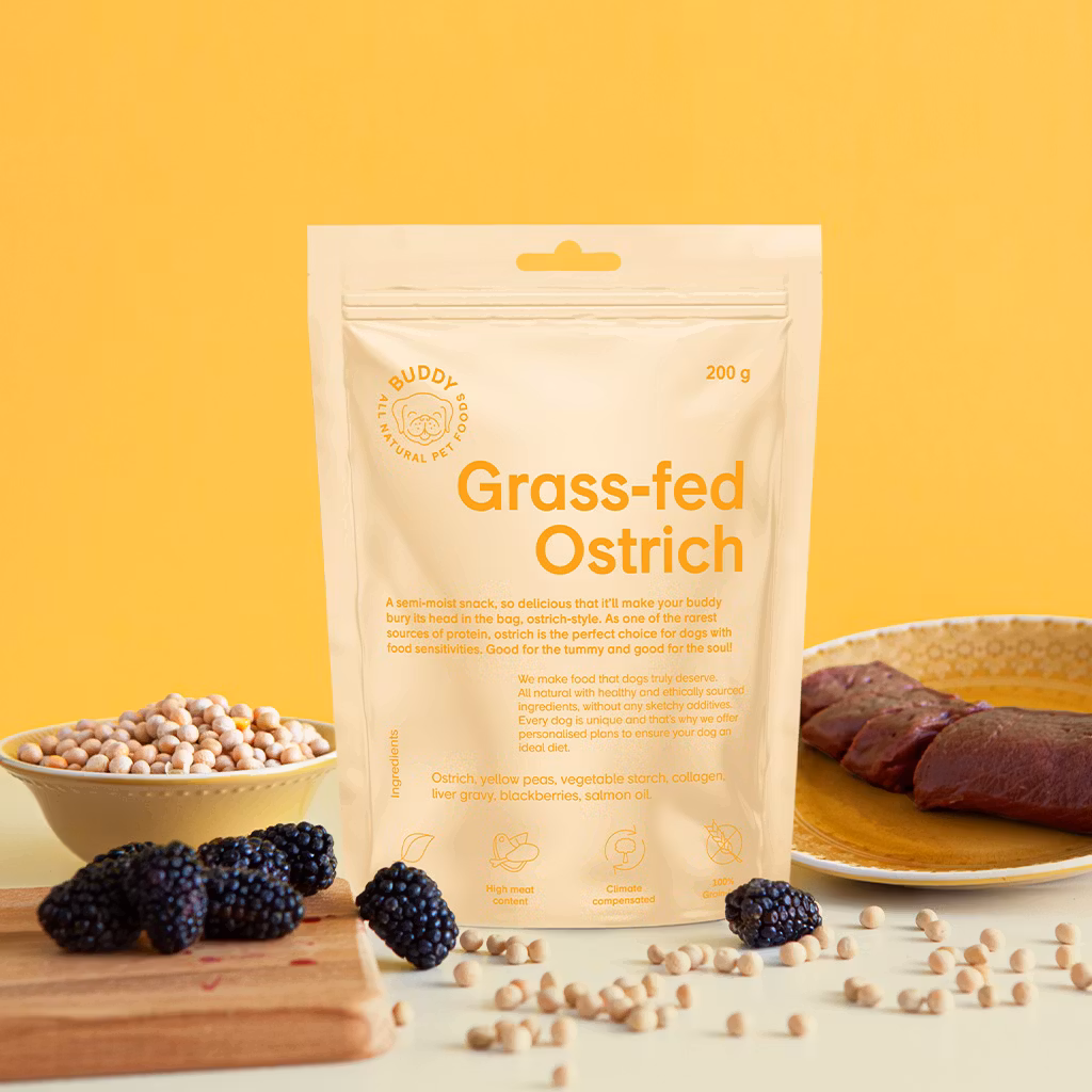 Belönings godis Grass-fed Ostrich 200 gram