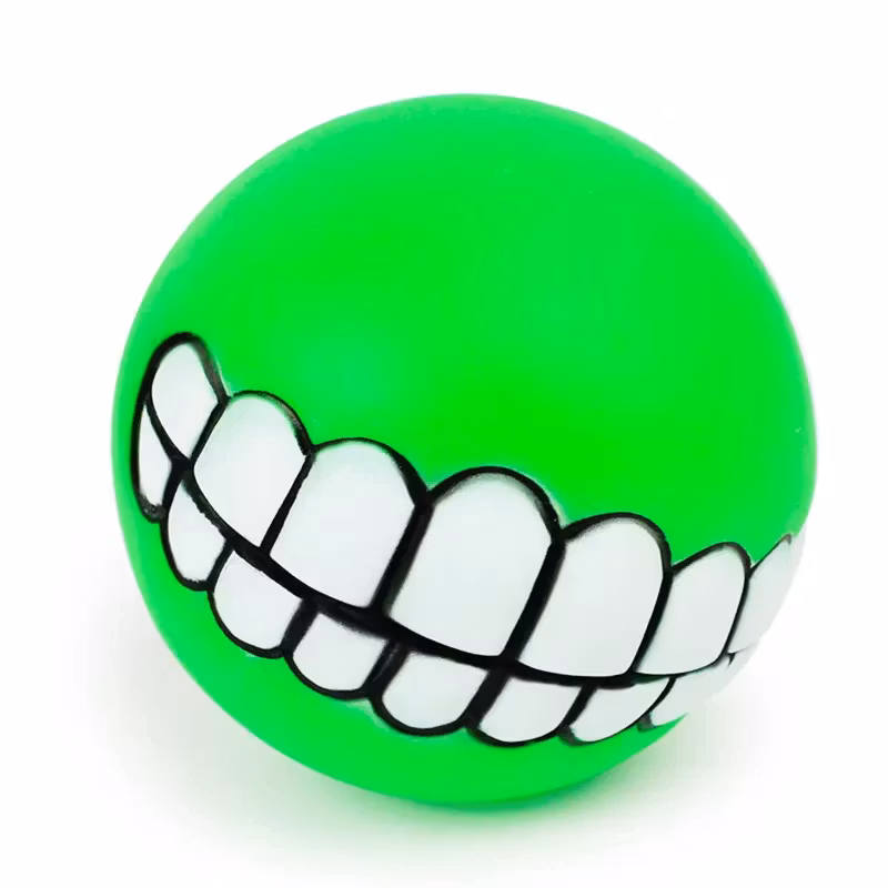 Pipande hundleksak boll av gummi som är bra och rolig grön.