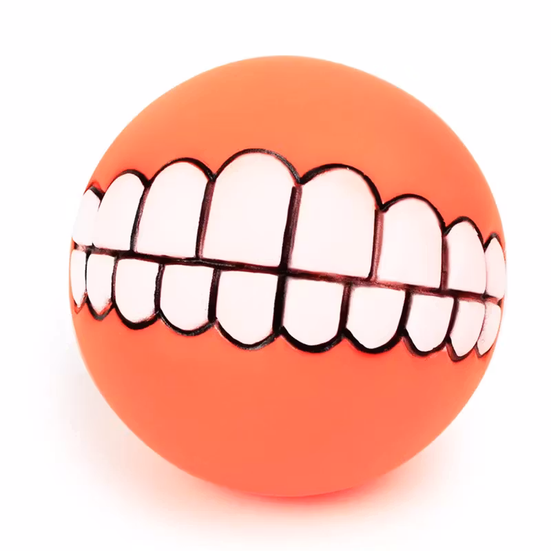 Pipande hundleksak boll av gummi som är bra och rolig färg orange.