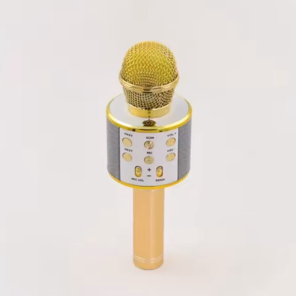 Trådlös mikrofon för barn med inbyggd högtalare, laddas via USB – perfekt för lek och karaoke