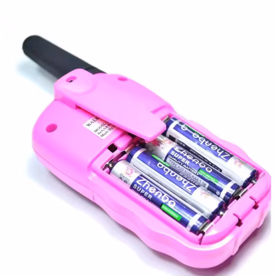 Walkie talkies för barn i rosa och blå, perfekt för äventyrslekar både inomhus och utomhus