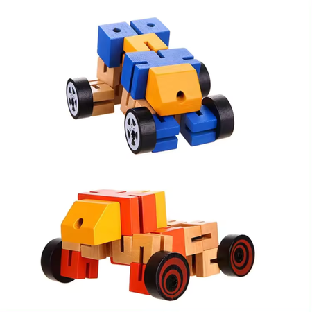 Köp trärobot - transformer röd eller blå