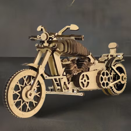 Byggsats motorcykel i trä – 3D