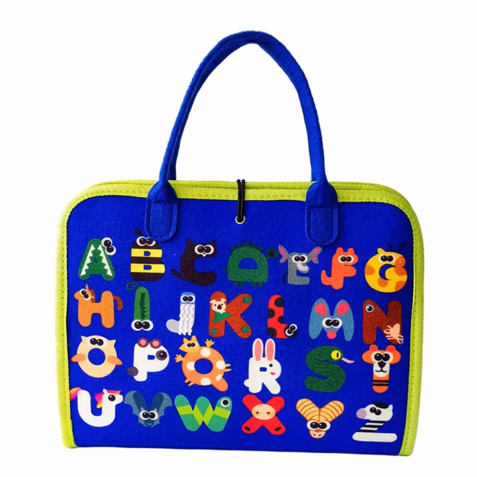 Montessori aktivitetsväska för barn – pedagogisk leksak med knappar, dragkedjor och skosnöreträning, perfekt för barn 1–5 år.