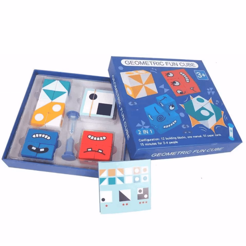 Montessori Geometric Fun Cube bra och enkelt spel för att inspirera och väcka barnens fantasi.