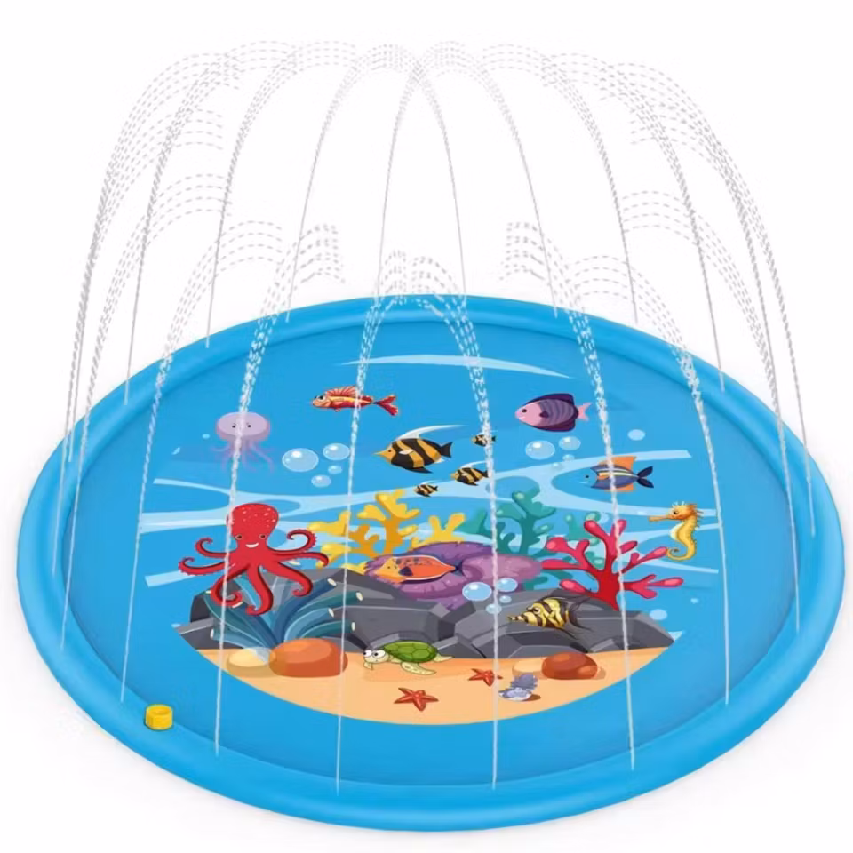 Uppblåsbar sprinklermatta för barn, perfekt för svalkande vattenlek utomhus på sommaren