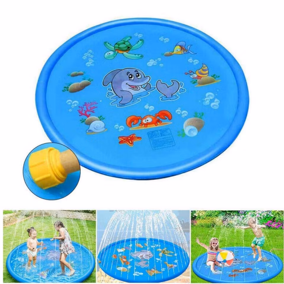 Uppblåsbar sprinklermatta för barn, perfekt för svalkande vattenlek utomhus på sommaren