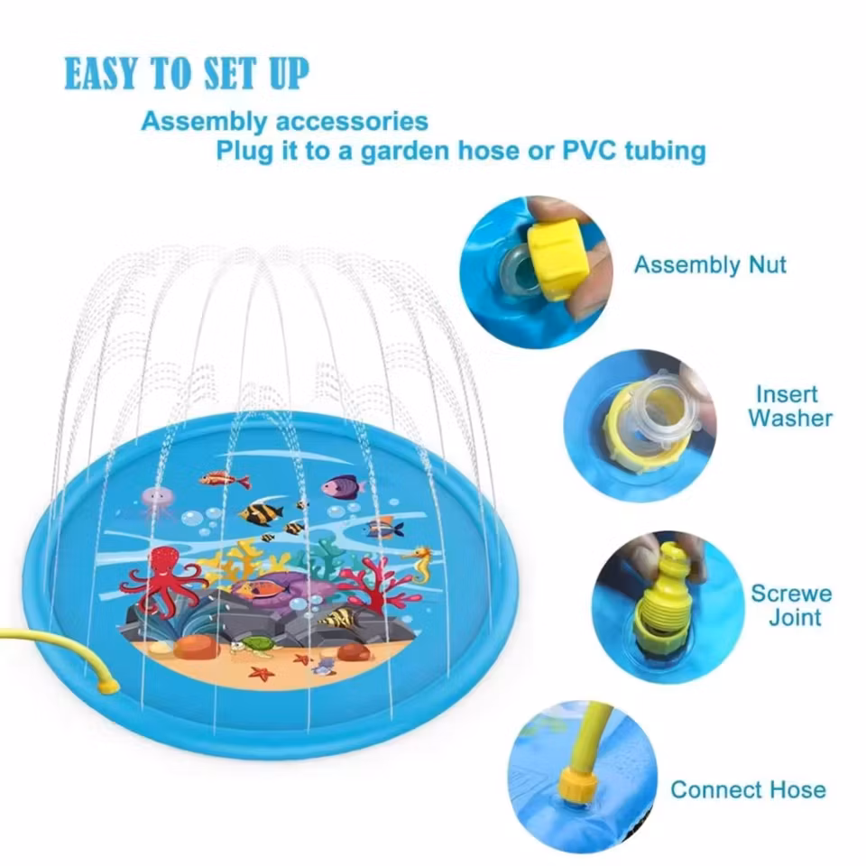 Uppblåsbar sprinklermatta för barn, perfekt för svalkande vattenlek utomhus på sommaren