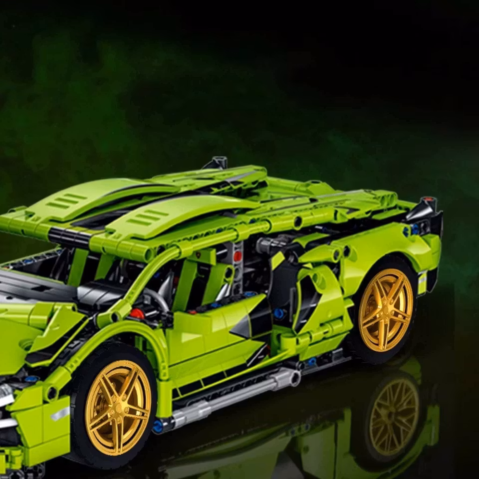 Miniatyr Byggklossar Racingmodell – Sportbil i skala 1:14 med öppningsbara dörrar och motorhuv, skapad med 1133 delar i högkvalitativ ABS-plast.